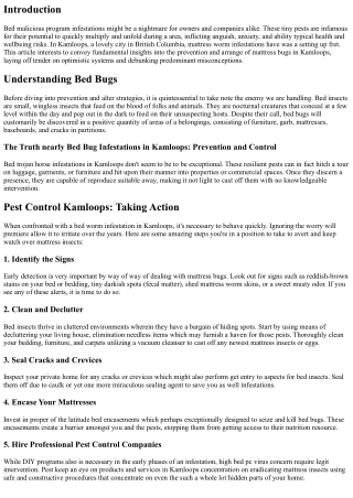 The Truth about Bed Bug Infestations in Kamloops: Prevention and Control