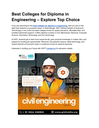 Best Colleges for Diploma in Engineering – Explore Top Choice
