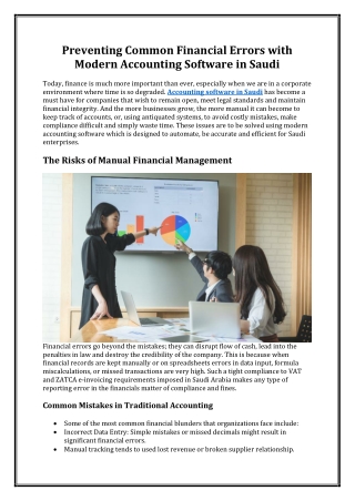 Preventing Common Financial Errors with Modern Accounting Software in Saudi