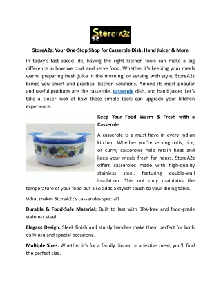 StoreA2z Your One-Stop Shop for Casserole Dish Hand Juicer & More