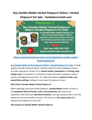 Buy Zombie Matter Herbal Potpourri Online Herbal Potpourri For Sale - herbalincense24