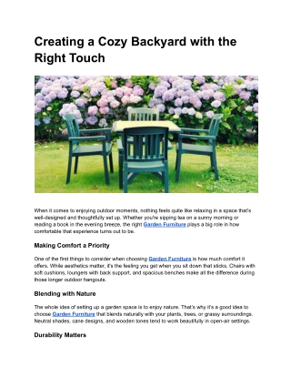 Simple Ways to Use Garden Furniture for Rest