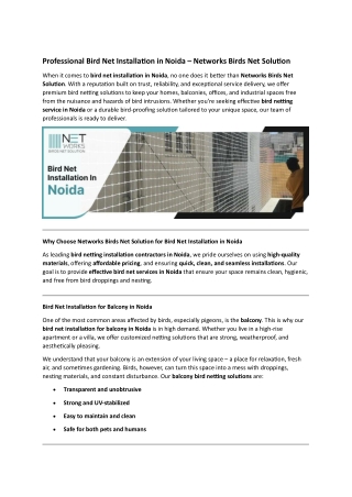 Professional Bird Net Installation in Noida