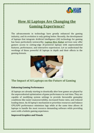How AI Laptops Are Changing the Gaming Experience?