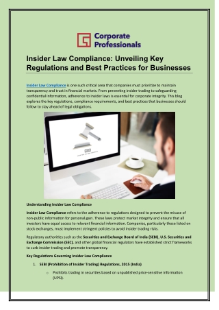 Insider Law Compliance - Unveiling Key Regulations and Best Practices for Businesses