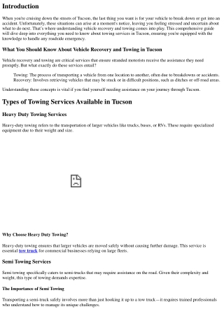 What You Should Know About Vehicle Recovery and Towing in Tucson