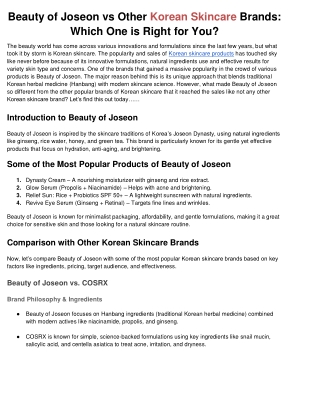Beauty of Joseon vs Other Korean Skincare Brands_ Which One is Right for You