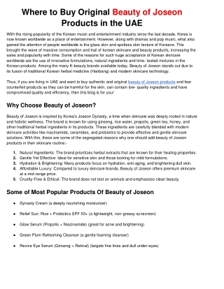 Where to Buy Original Beauty of Joseon Products in the UAE