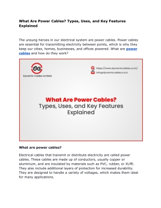 What Are Power Cables_ Types, Uses, and Key Features Explained
