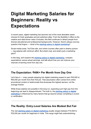 Digital Marketing Salaries for Beginners: Reality vs Expectations