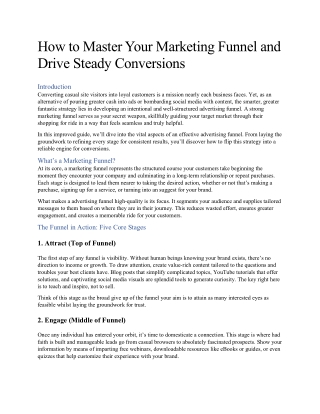 How to Master Your Marketing Funnel and Drive Steady Conversions