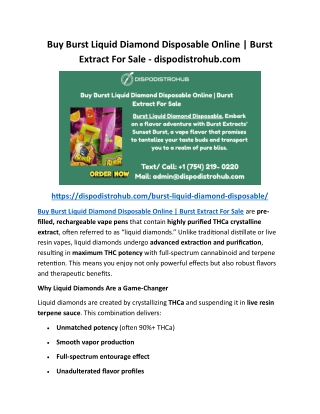 Buy Burst Liquid Diamond Disposable Online Burst Extract For Sale - dispodistrohub