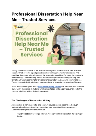 Professional Dissertation Help Near Me – Trusted Services