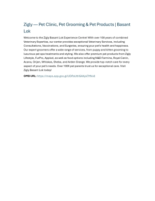 Zigly — Pet Clinic, Pet Grooming & Pet Products Basant Lok