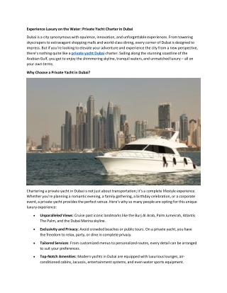 From Business to Pleasure: Corporate Events and Dubai Yacht Booking