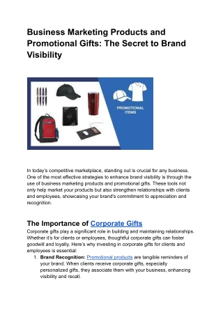 Business Marketing Products and Promotional Gifts_ The Secret to Brand Visibility