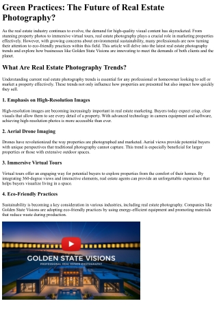 Green Practices The Future of Real Estate Photography