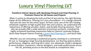 Luxury Vinyl Flooring LVT