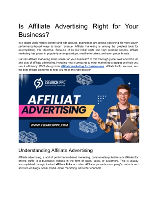 Is Affiliate Advertising Right for Your Business?