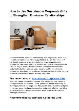 How to Use Sustainable Corporate Gifts to Strengthen Business Relationships