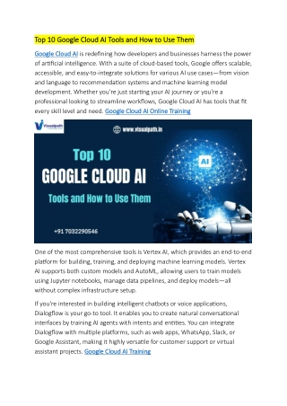 Best Google Cloud AI Online Training - visualpath