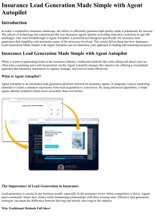 Insurance Lead Generation Made Simple with Agent Autopilot