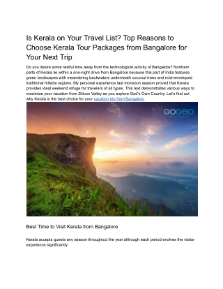 Is Kerala on Your Travel List_ Top Reasons to Choose Kerala Tour Packages from Bangalore for Your Next Trip