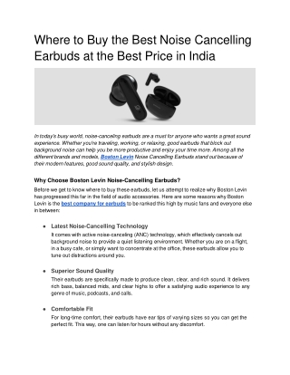 Where to Buy the Best Noise Cancelling Earbuds at the Best Price in India