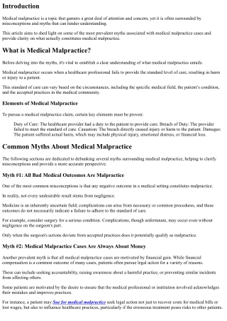 Debunking Myths About Medical Malpractice