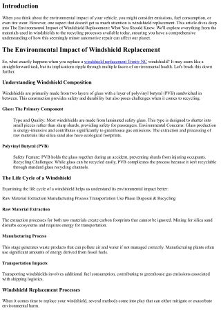 The Environmental Impact of Windshield Replacement: What You Should Know