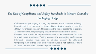 The Role of Compliance and Safety Standards in Modern Cannabis Packaging Design