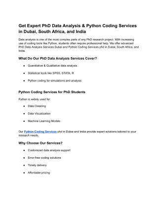 Get Expert PhD Data Analysis & Python Coding Services in Dubai, South Africa, and India