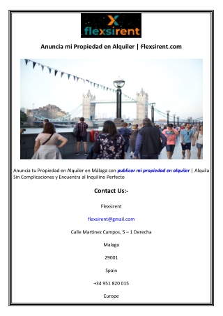 Anuncia mi Propiedad en Alquiler  Flexsirent.com