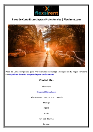 Pisos de Corta Estancia para Profesionales  Flexsirent.com