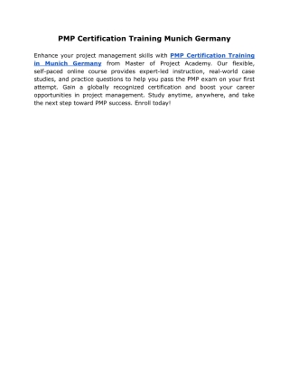 PMP Certification Training Munich Germany