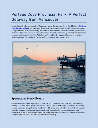 Porteau Cove Provincial Park: A Perfect Getaway from Vancouver