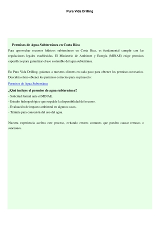 Permisos de Agua Subterránea