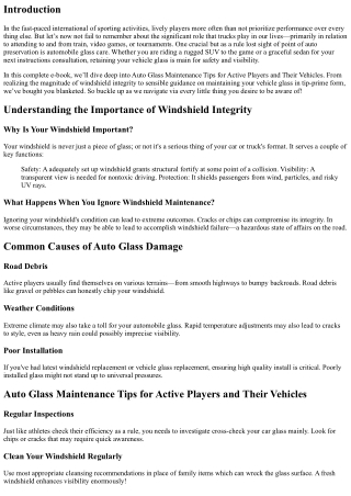 Auto Glass Maintenance Tips for Active Players and Their Vehicles