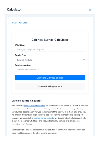 Calories Burned Calculator
