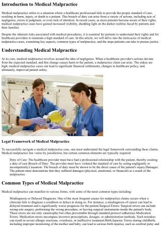 Shedding Light on Dark Times: A Look at Medical Malpractice Cases