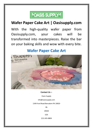 Wafer Paper Cake Art  Oasisupply.com
