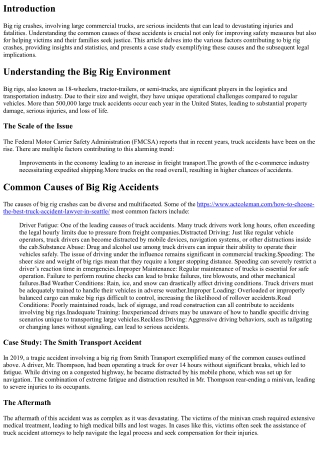 Common Causes of Big Rig Crashes: A Truck Accident Case Study