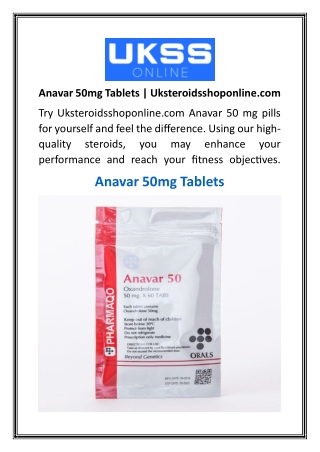 Anavar 50mg Tablets  Uksteroidsshoponline.com