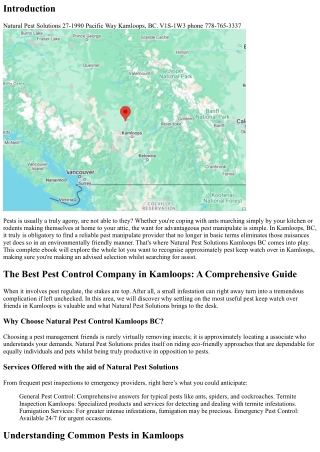 The Best Pest Control Company in Kamloops: A Comprehensive Guide