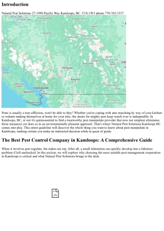The Best Pest Control Company in Kamloops: A Comprehensive Guide