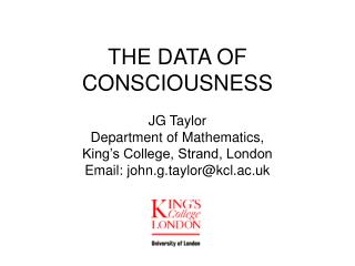 THE DATA OF CONSCIOUSNESS