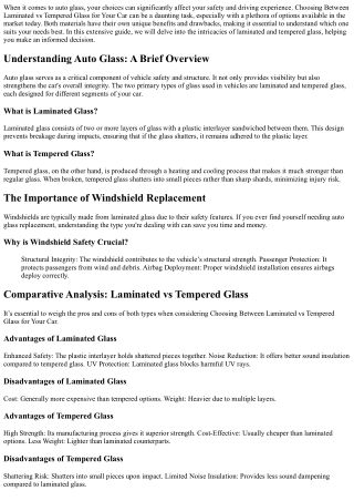 Choosing Between Laminated vs Tempered Glass for Your Car