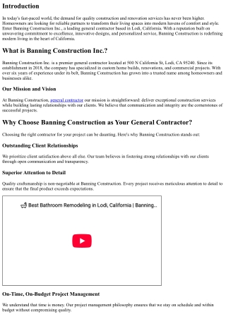 Redefining Modern Living with Banning Construction Co.: Your Local Home Builder