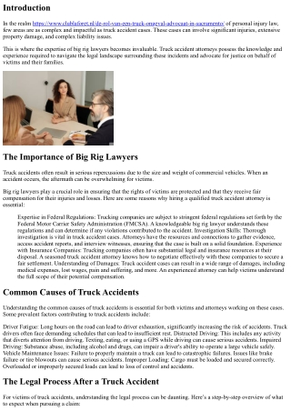 Big Rig Lawyers: Advocates for Justice in Truck Accident Cases