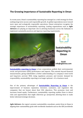 The Growing Importance of Sustainable Reporting in Oman